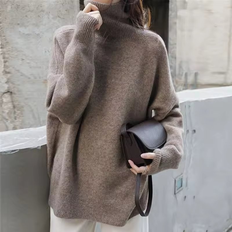 Mongolian High Neck 100% Pure Knit Pullover Top