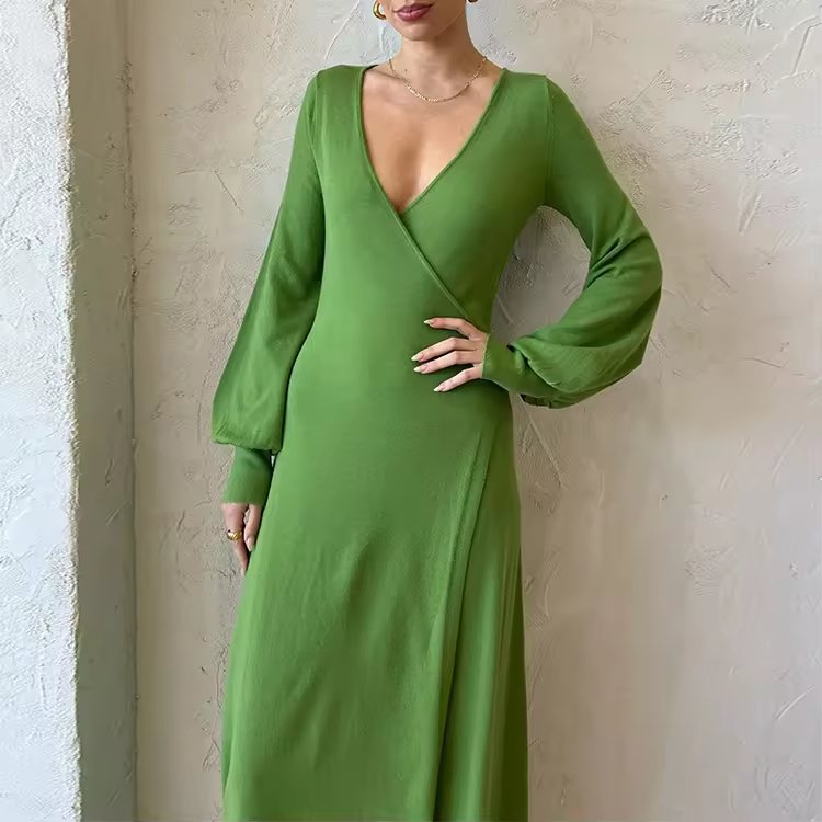 Women Elegant Sweater Knit Women's Dress - Image 2
