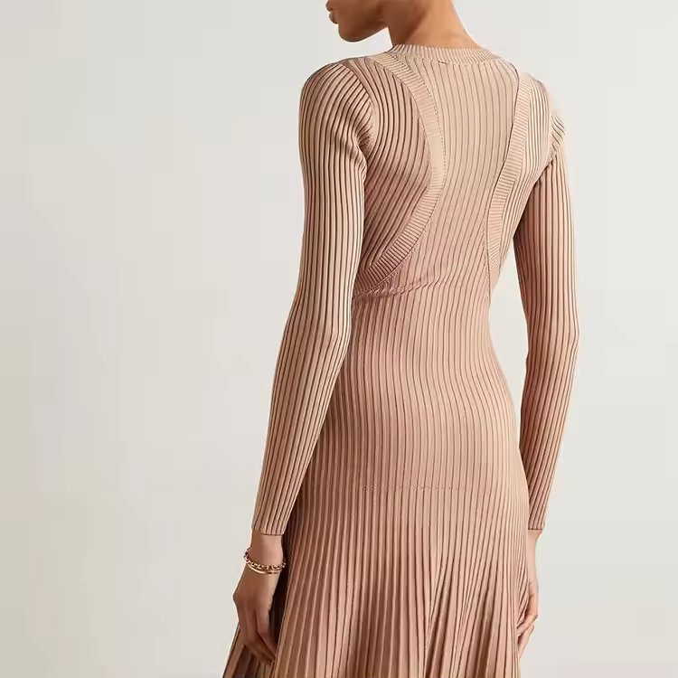 Maxi Dresses Rib Knit Sweater Casual Dress - Image 2