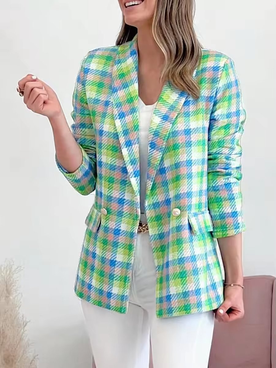 Women Plaid Jacket Coat